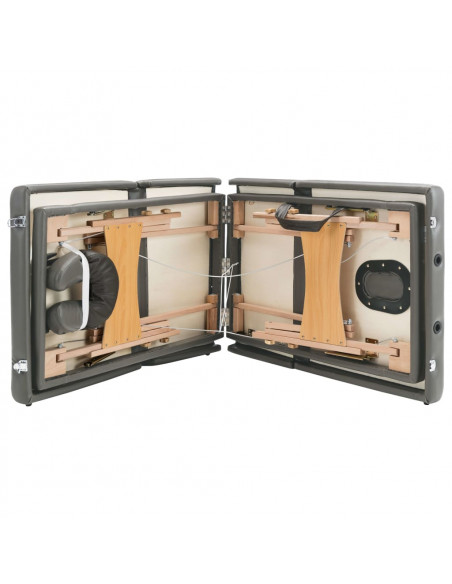 Lettino da Massaggio 4 Zone Telaio in Legno Antracite 186x68cm