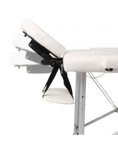 Lettino Massaggio Pieghevole Crema 3 Zone con Telaio Alluminio