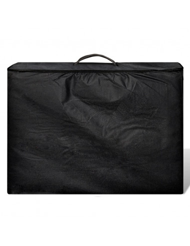 Lettino Pieghevole da Massaggio Nero 4 Zone con Telaio Legno