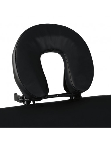 Lettino Pieghevole da Massaggio Nero 4 Zone con Telaio Legno