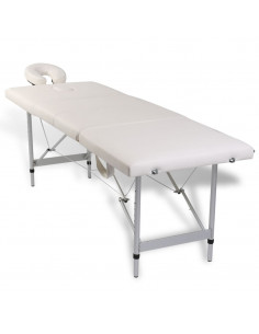 Lettino Massaggio Pieghevole Bianco Crema 4 Zone con Telaio Alluminio 2