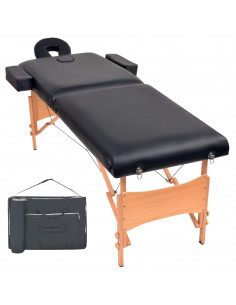 Lettino da Massaggio 2 Zone Pieghevole Spessore 10 cm Nero