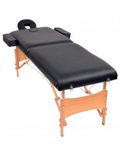 Lettino da Massaggio 2 Zone Pieghevole Spessore 10 cm Nero 2