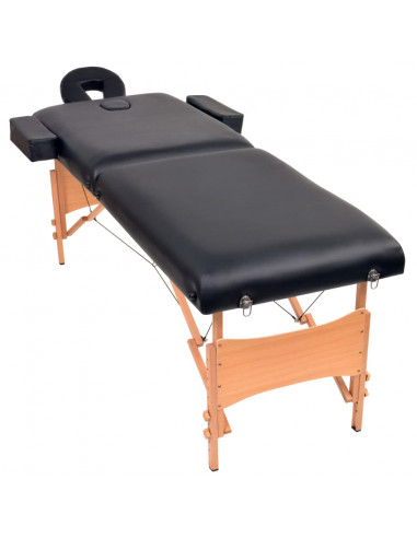 Lettino da Massaggio 2 Zone Pieghevole Spessore 10 cm Nero