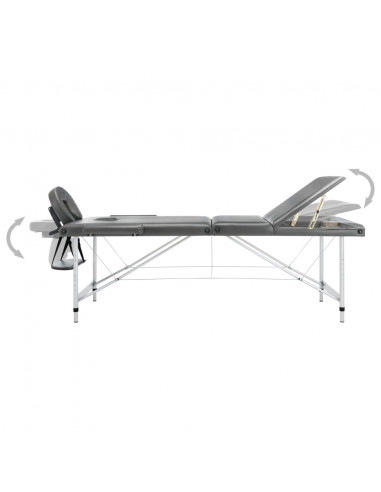 Lettino da Massaggio 3 Zone Telaio Alluminio Antracite 186x68cm
