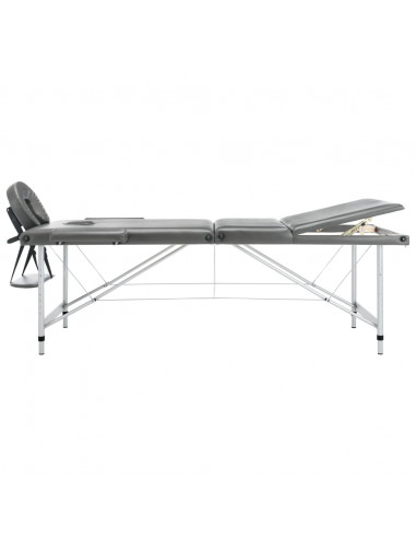 Lettino da Massaggio 3 Zone Telaio Alluminio Antracite 186x68cm