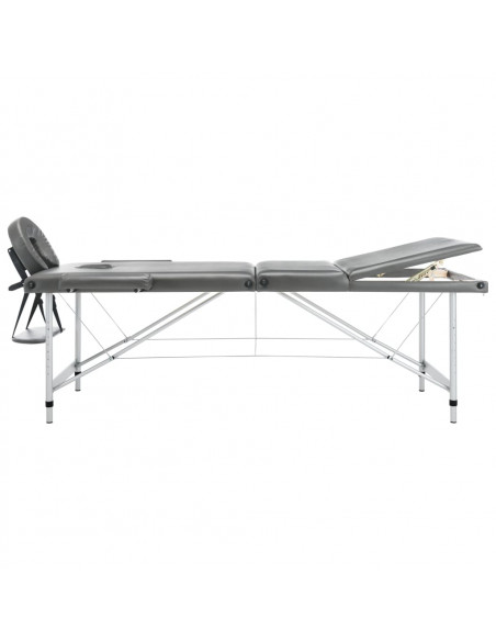 Lettino da Massaggio 3 Zone Telaio Alluminio Antracite 186x68cm