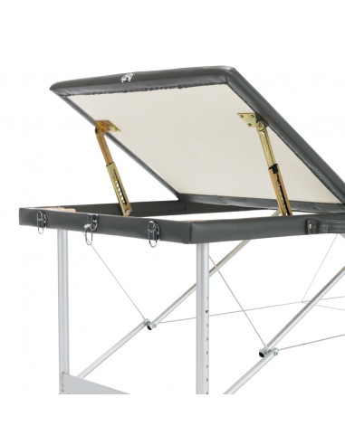 Lettino da Massaggio 3 Zone Telaio Alluminio Antracite 186x68cm