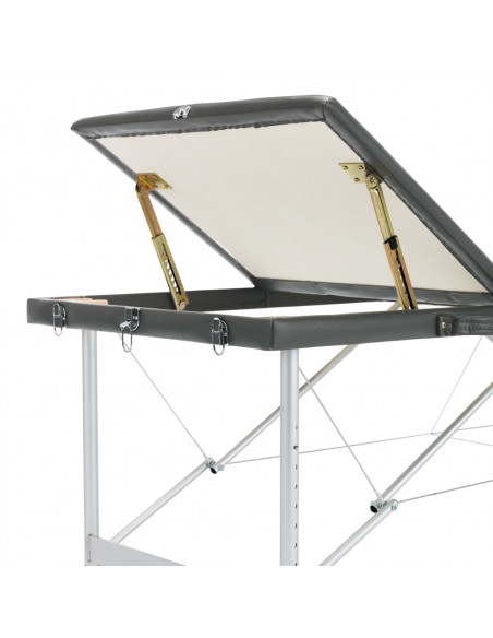 Lettino da Massaggio 3 Zone Telaio Alluminio Antracite 186x68cm