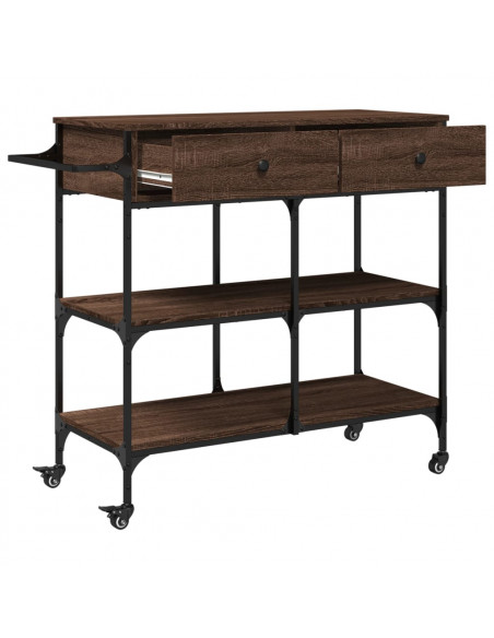 Carrello da Cucina Rovere Marrone 105x42x95cm Legno Multistrato