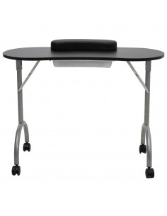Tavolo Pieghevole per Manicure con Ruote Nero 2