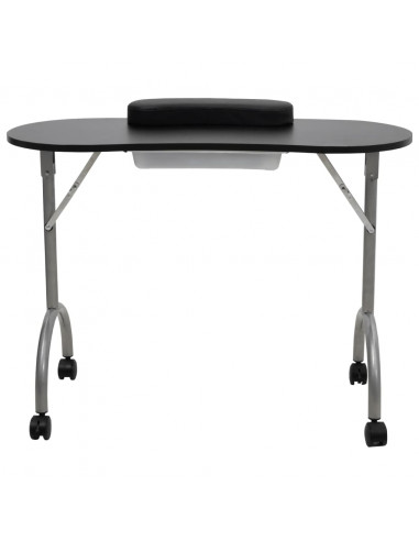 Tavolo Pieghevole per Manicure con Ruote Nero