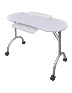 Tavolo Pieghevole per Manicure con Rotelle Bianco