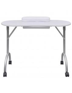 Tavolo Pieghevole per Manicure con Rotelle Bianco 2