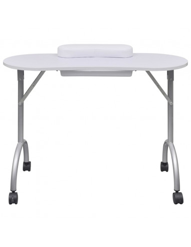 Tavolo Pieghevole per Manicure con Rotelle Bianco