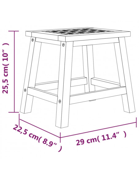 Sgabello 29x22,5x22,5 cm in Legno Massello di Noce