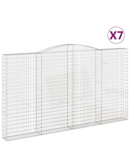 Cesti Gabbioni ad Arco 7 pz 400x30x220/240 cm Ferro Zincato