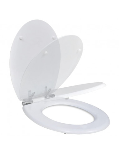 Sedile WC MDF Coperchio Chiusura Ammortizzata Semplice Bianco