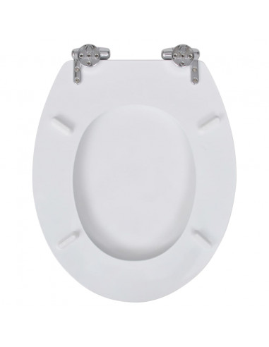 Sedile WC MDF Coperchio Chiusura Ammortizzata Semplice Bianco