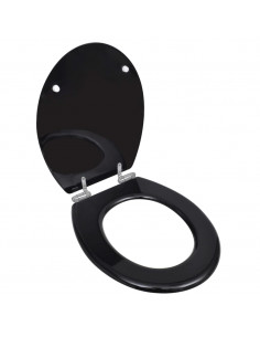 Sedile WC in MDF Coperchio Chiusura Ammortizzata Semplice Nero