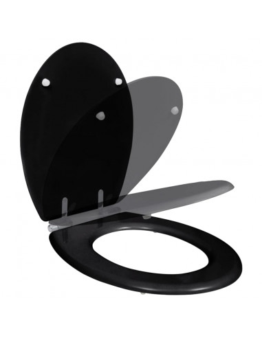 Sedile WC in MDF Coperchio Chiusura Ammortizzata Semplice Nero