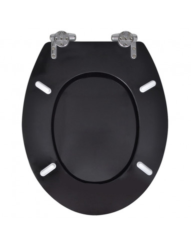 Sedile WC in MDF Coperchio Chiusura Ammortizzata Semplice Nero