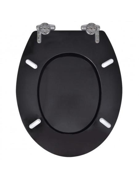 Sedile WC in MDF Coperchio Chiusura Ammortizzata Semplice Nero