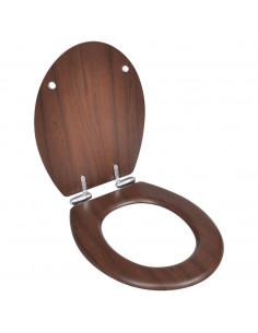 Sedile WC MDF Coperchio Chiusura Ammortizzata Semplice Marrone