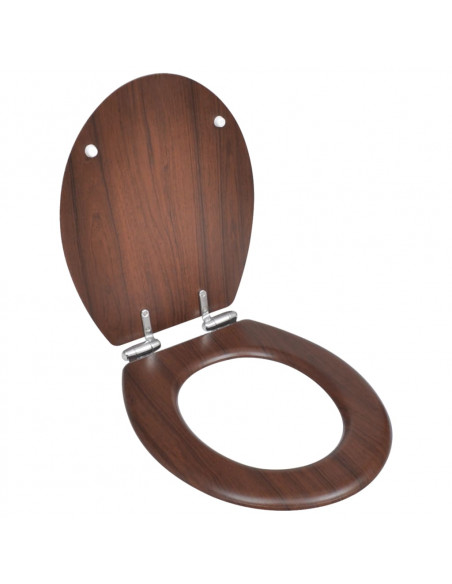 Sedile WC MDF Coperchio Chiusura Ammortizzata Semplice Marrone