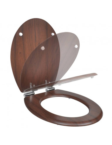 Sedile WC MDF Coperchio Chiusura Ammortizzata Semplice Marrone