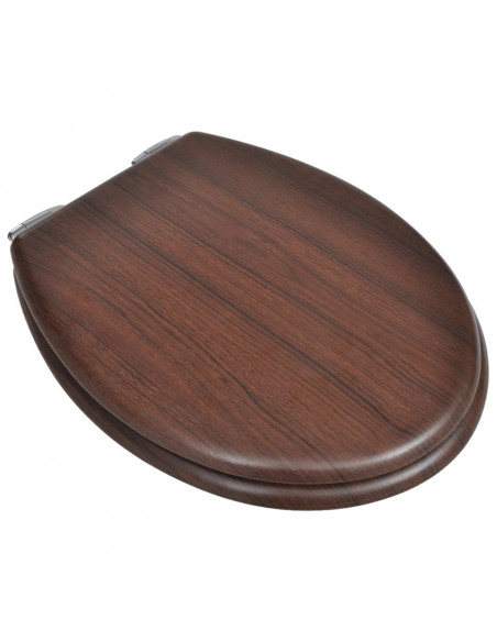 Sedile WC MDF Coperchio Chiusura Ammortizzata Semplice Marrone