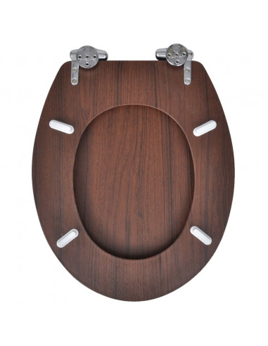 Sedile WC MDF Coperchio Chiusura Ammortizzata Semplice Marrone
