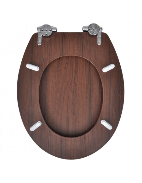 Sedile WC MDF Coperchio Chiusura Ammortizzata Semplice Marrone