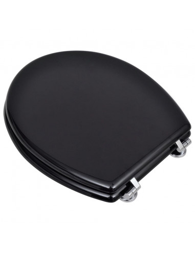 Sedile WC in MDF con Coperchio Design Semplice Nero