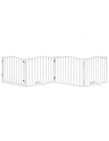Cancello Cani Porta Pieghevole Bianco 4 Pannelli 320 cm Pioppo