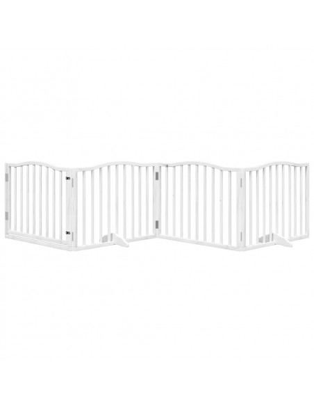 Cancello Cani Porta Pieghevole Bianco 4 Pannelli 320 cm Pioppo