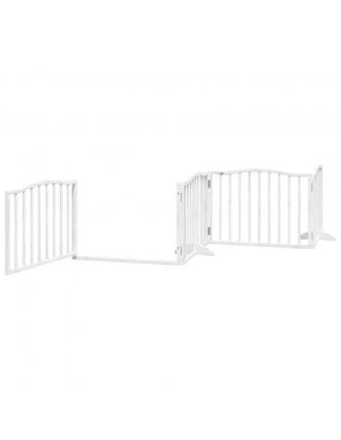 Cancello Cani Porta Pieghevole Bianco 4 Pannelli 320 cm Pioppo