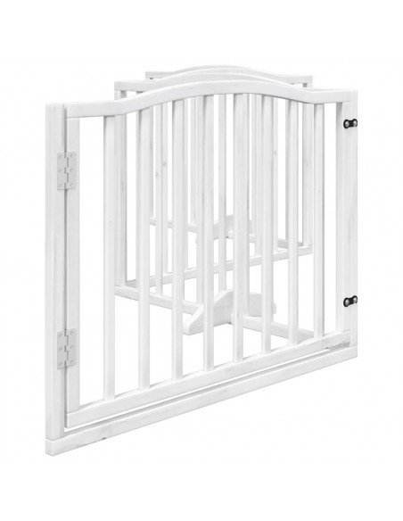 Cancello Cani Porta Pieghevole Bianco 4 Pannelli 320 cm Pioppo