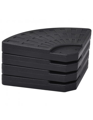 Base per Ombrellone a Forma di Ventaglio 4 pz Nero