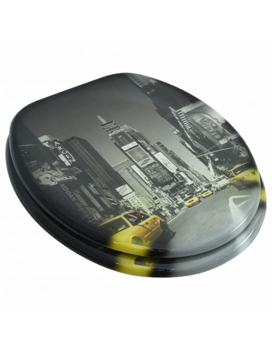 Coperchio da Toilette in MDF con Modello New York