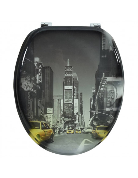 Coperchio da Toilette in MDF con Modello New York