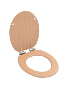 Tavoletta WC Coperchio Chiusura Morbida MDF Design a Bambù