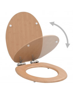 Tavoletta WC Coperchio Chiusura Morbida MDF Design a Bambù 2