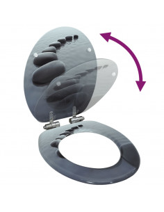 Tavoletta WC Coperchio Chiusura Morbida MDF Design a Pietre 2