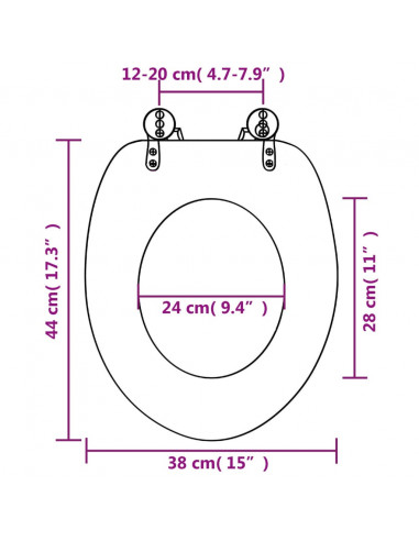 Tavoletta WC Coperchio Chiusura Morbida MDF Design a Pietre