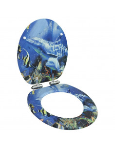 Tavoletta WC Coperchio Chiusura Morbida MDF Delfini