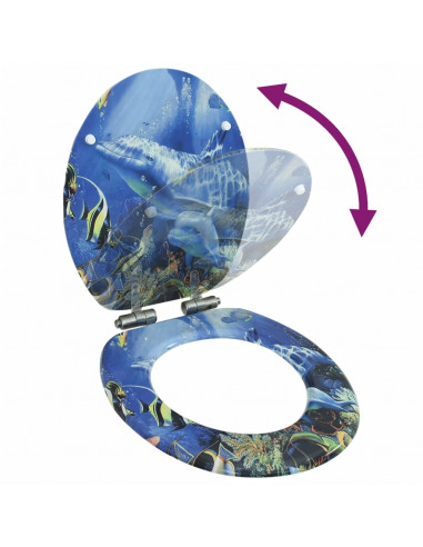 Tavoletta WC Coperchio Chiusura Morbida MDF Delfini