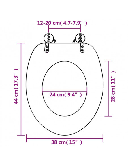 Tavoletta WC Coperchio Chiusura Morbida MDF Delfini