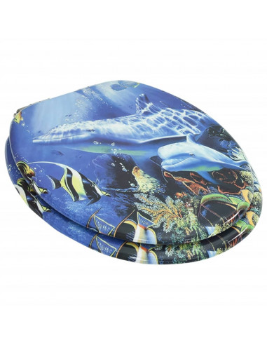 Tavoletta WC Coperchio Chiusura Morbida MDF Delfini