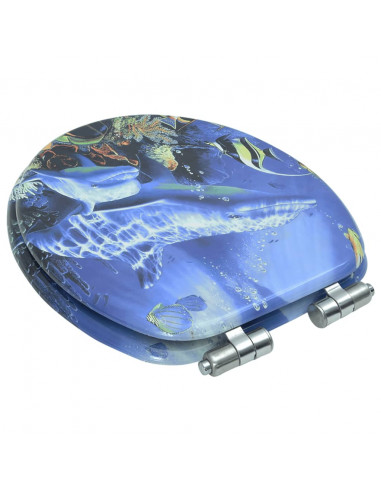 Tavoletta WC Coperchio Chiusura Morbida MDF Delfini
